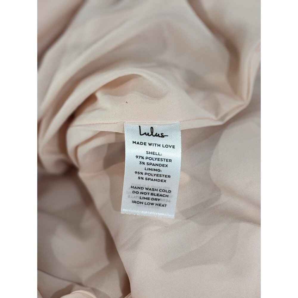 Lulus Dress Blush Pink Stunning Soiree Floral Ruched Midi V Neck Chiffon Small - Picture 7 of 12